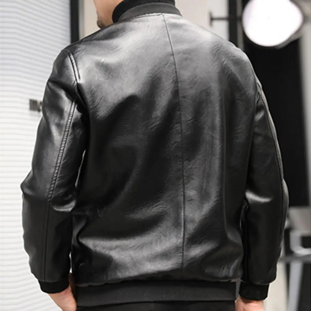 Men's Elegant Black Leather Jacket | Ideal for Autumn/Winter