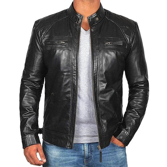 Men's Warm Biker Leather Jacket | Ideal for Autumn/Winter