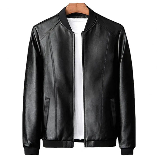 Men's Elegant Black Leather Jacket | Ideal for Autumn/Winter