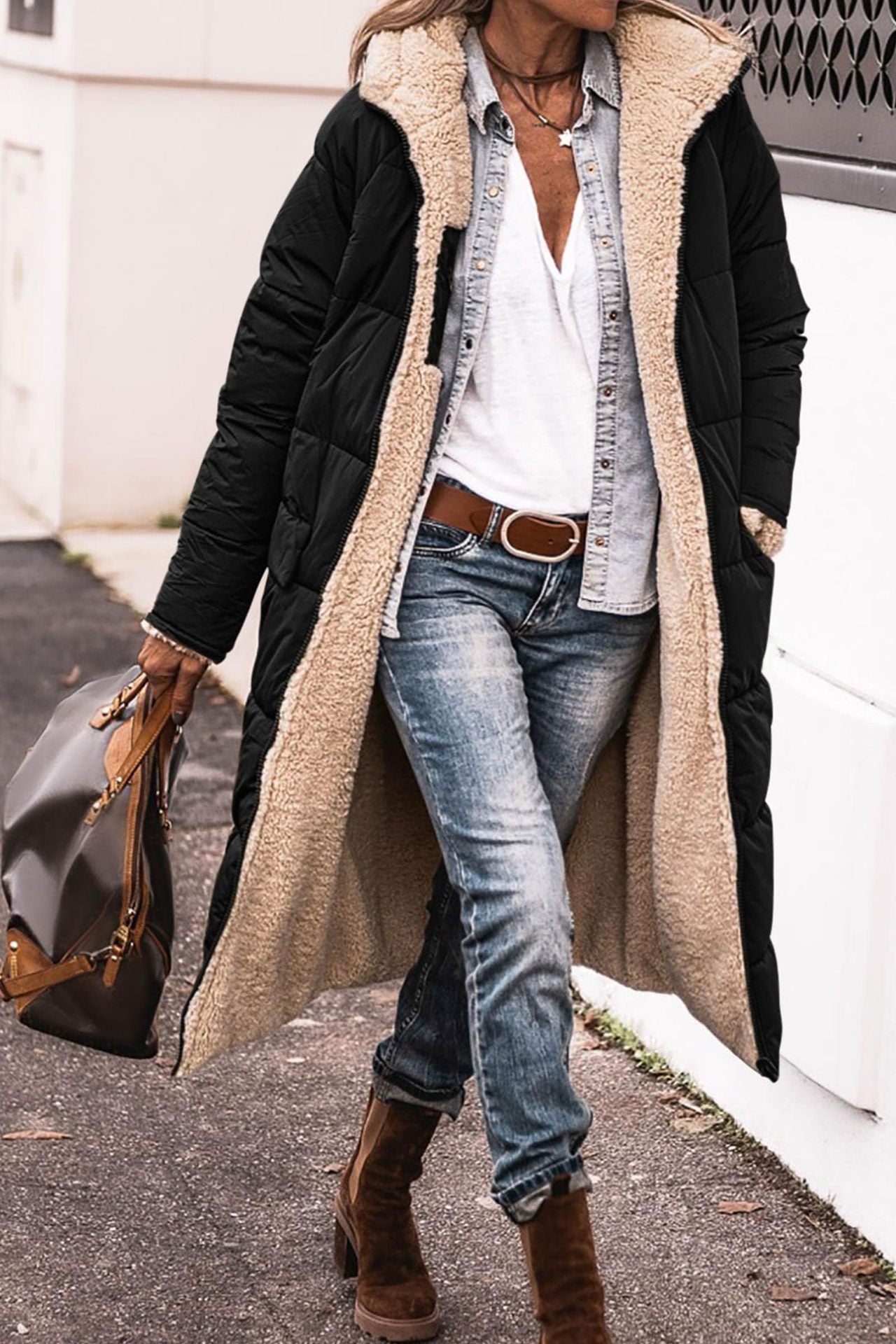 Women's Stylish Wool Winter Coat with Narrow Belt | Ideal for Autumn/Winter